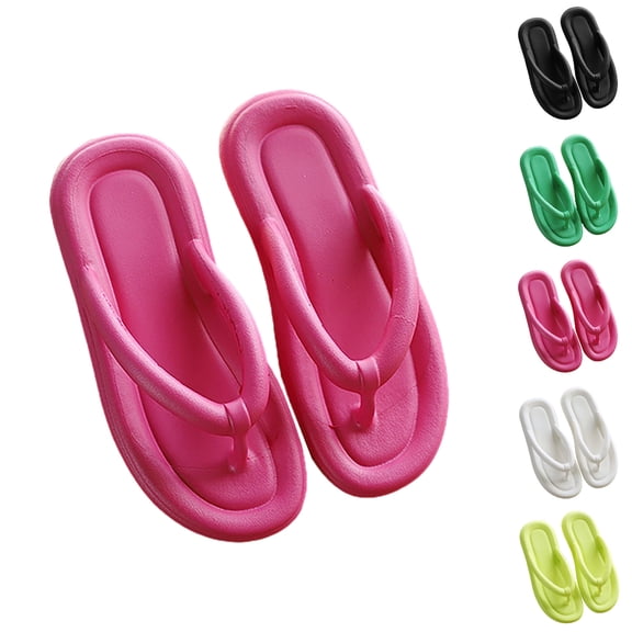GPOECD Summer Flip Flops for Women withFlat Bottomed Sandals and Slippers for Women for Beach Outdoor Wear and Casual Strolls Open Toe Design for Ladies 01_Red,6.5