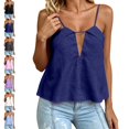 thumbnail image 1 of GPOECD Summer Tank Tops for Women Sleeveless Crop Camisole with Ribbed Knit Strappy Backless Design Breathable Casual Top Camisole Tops for Women 02_Dark Blue,L, 1 of 5