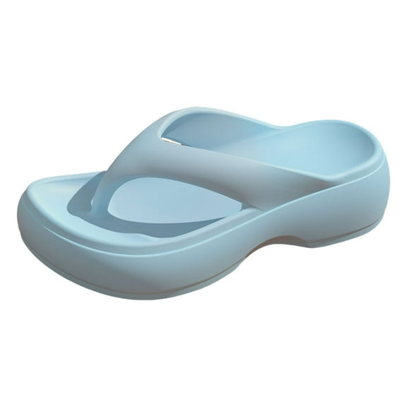 GPOECD Summer Women's Slippers Open Toe Design Thick Sole Beach Footwear Fuzzy Slippers Women for Daily Relaxation and Outdoor Use and Comfortable for Ladies Z10304-Blue,7