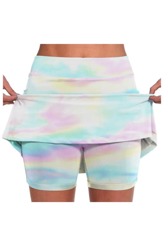 Tennis Skirt Womens Casual Prints Pocket Skirt Yoga Sport Shorts Skirt for Gym Plus Size Womens Athletic Skirt Multicolour_001,S