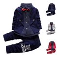 thumbnail image 1 of GPOECD Toddler Boy Outfits Baby Boy Dress Clothes Formal Suit with Long Sleeve Shirt and Pants Boys' Clothing Sets for Party Occasion,Blue,18 Months, 1 of 3