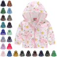 thumbnail image 1 of GPOECD Toddler Jacket Cartoon Print Hooded Zip Up Windproof Long Sleeve Casual Outerwear for Boys and Girls Toddler Winter Coat, 1 of 5