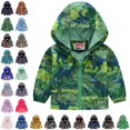 thumbnail image 1 of GPOECD Toddler Jacket Cartoon Print Hooded Zip Up Windproof Long Sleeve Casual Outerwear for Boys and Girls Toddler Winter Coat, 1 of 5