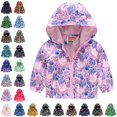 thumbnail image 1 of GPOECD Toddler Jacket Cartoon Print Hooded Zip Up Windproof Long Sleeve Casual Outerwear for Boys and Girls Toddler Winter Coat, 1 of 5