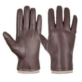 thumbnail image 1 of GPOECD Unisex 2025 Autumn Winter Solid Color Windproof Thick Cold Leather Gloves for Men and Women Z11042-Brown,L, 1 of 5