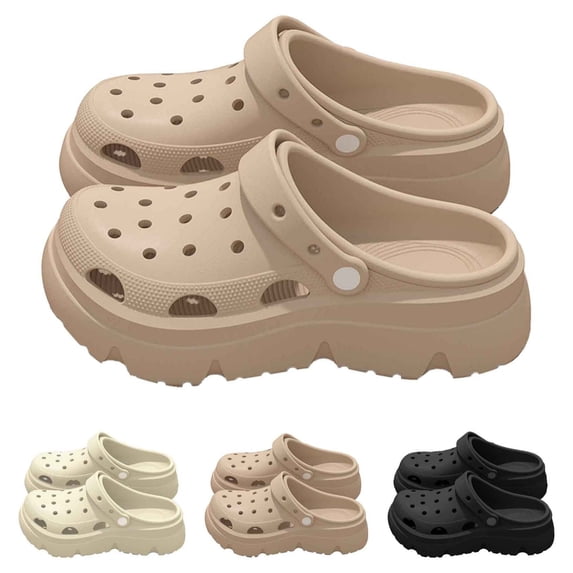 GPOECD Summer Clogs Unisex Solid Color Comfort Classic Couple Matching Shoes Soft Lightweight On Beach Garden Outdoor Shoes Z8261-Khaki,9