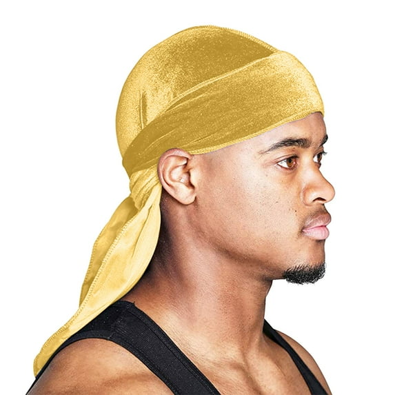 GPOECD Unisex Solid Color Extra Large Head Wrap Scarf Turban Hat for Men Women Fashion Accessory Sports Outdoor Yoga Running Z8151-Gold,One Size