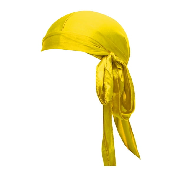 GPOECD Unisex Solid Color Satin Stretchy Head Wrap Turban Hair Cover for Men Women Sports Yoga Workout Fashion Accessory Z8152-Yellow,one size