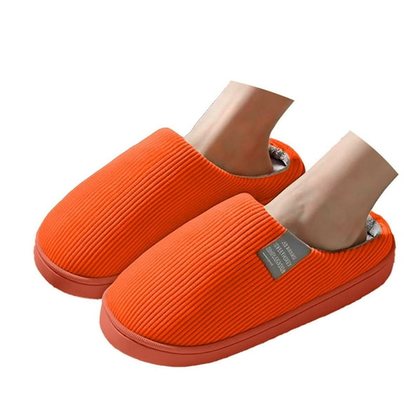 GPOECD Warm Fuzzy Slippers for Men Cozy Winter Indoor Shoes with Lined Home Footwear ZZ02-Orange,9