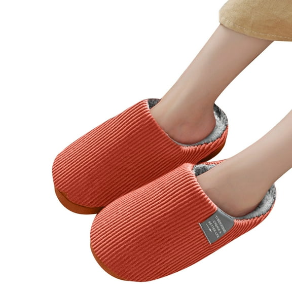 GPOECD Warm Lined Womens Mens Slippers Cozy Winter Indoor Shoes with Soft Sole for Home Comfort ZZ04_Red,10