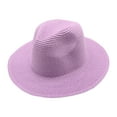 thumbnail image 1 of GPOECD Wide Brim Straw Hat Foldable for Summer Beach and Sun Hats for Women and Men Outdoor Casual Jazz Hat Z1024b-Purple,One Size, 1 of 6