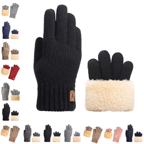 GPOECD Winter Gloves Men Knitted Touchscreen Thickened Windproof Outdoor Cold Proof Warm Mittens