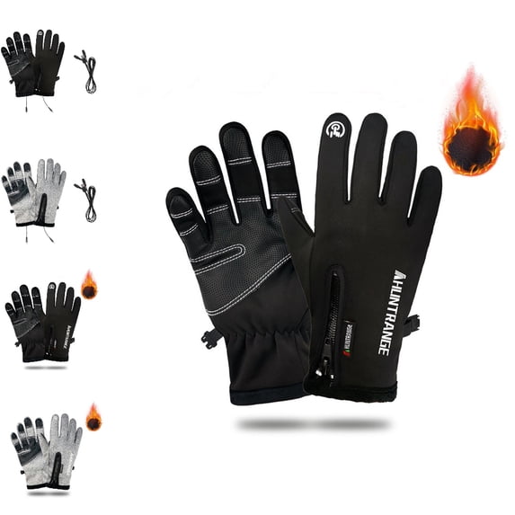 GPOECD Winter Gloves Windproof Fleece Lined With Zipper Skiing Snowboarding Motorcycle Riding Touchscreen Compatible