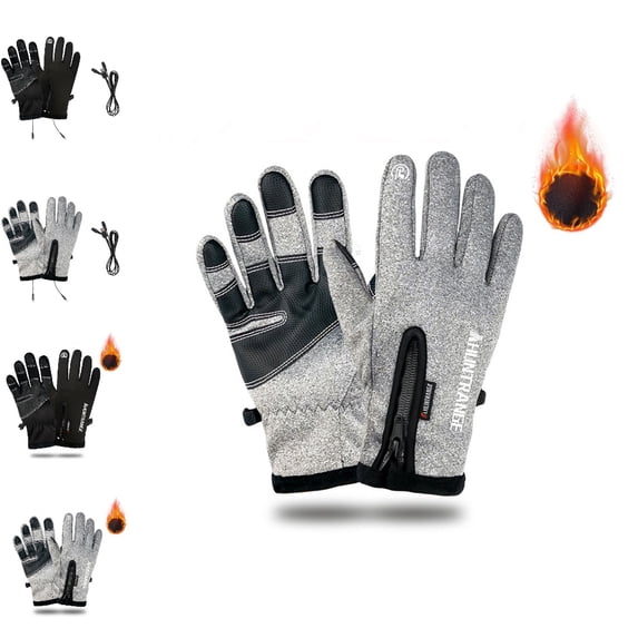 GPOECD Winter Gloves Windproof Fleece Lined With Zipper Skiing Snowboarding Motorcycle Riding Touchscreen Compatible