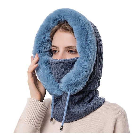 GPOECD Winter Hat with Face Mask Warm Cold-Proof Ski Hood and Neck Gaiter for Outdoor Riding and Activities Z04_Navy,One Size