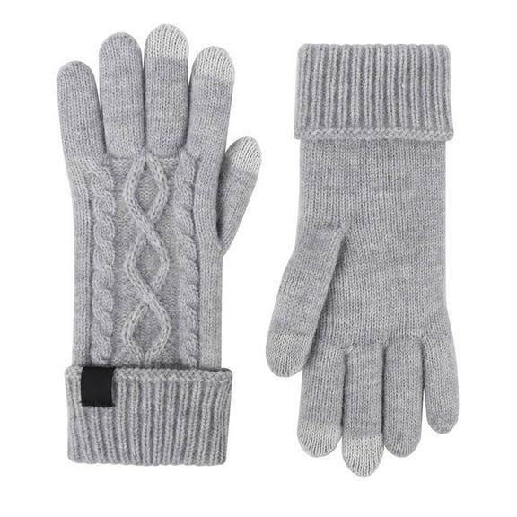 GPOECD Winter Solid Color Knitted Gloves for Men and Women Warm Comfortable Unisex Thermal Handwear Light Gray,One Size