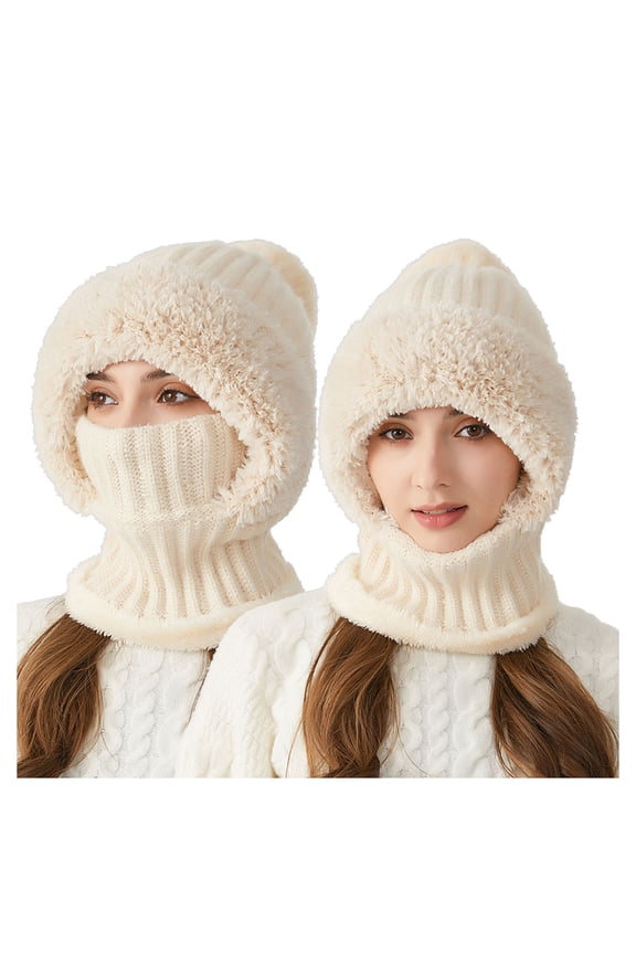 Winter Windproof Knitted Hat Thermal Ear Cap for Outdoor Cycling Activities Beige,One Size