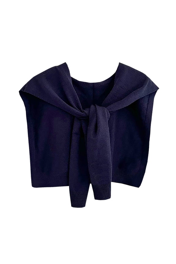 GPOECD Women Fashion Knitted Shawl Loose Long Sleeve Temperament Cardigan Functional Scarf Womens Shawl with Versatile Front Wrap Z11b-Navy,One Size