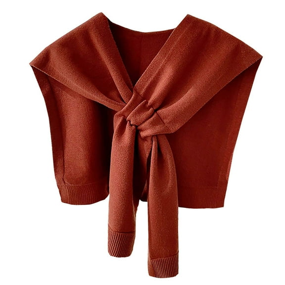 GPOECD Women Fashion Knitted Shawl Loose Long Sleeve Temperament Cardigan Functional Scarf Womens Shawl with Versatile Front Wrap Z11b-Red,One Size