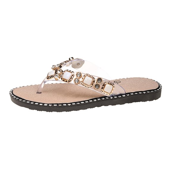 GPOECD Women Flip Flops Women's Spring and Summer Fashion Toe Flat Water Brick Sandals Casual and Comfortable Outing Beach Outdoor Slippers for Women White,6.5