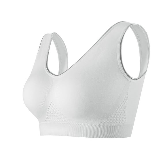 GPOECD Women Oversize No Wire Bra Supportive Seamless Underwear Comfortable Mesh Detail Z7171-White,XL