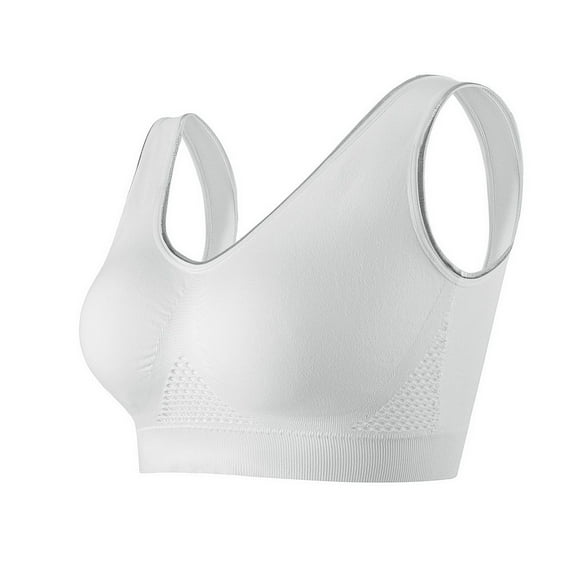 GPOECD Women Oversize No Wire Bra Supportive Seamless Underwear Comfortable Mesh Detail Z7171-White,XXXL