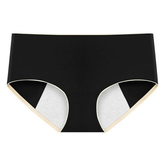 GPOECD Women Plus Size Mid Rise Underwear Solid Color Full Coverage Panties Comfortable Briefs Everyday Basic Underwear Z7144-Black,L