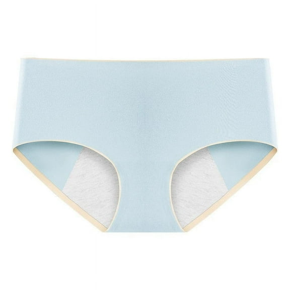 GPOECD Women Plus Size Mid Rise Underwear Solid Color Full Coverage Panties Comfortable Briefs Everyday Basic Underwear Z7144-Blue,L