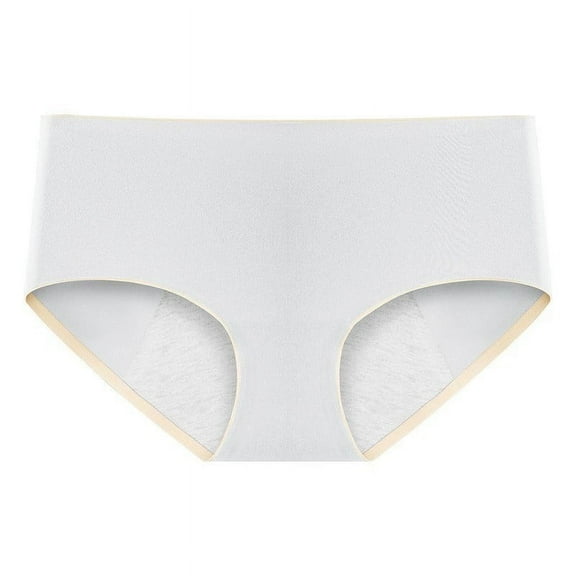 GPOECD Women Plus Size Mid Rise Underwear Solid Color Full Coverage Panties Comfortable Briefs Everyday Basic Underwear Z7144-Grey,XXL