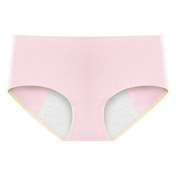 GPOECD Women Plus Size Mid Rise Underwear Solid Color Full Coverage Panties Comfortable Briefs Everyday Basic Underwear Z7144-Pink,XXL