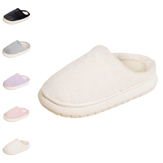 GPOECD Fuzzy Slippers Women Cozy Fleece Lined Indoor Outdoor Winter Warm Soft Comfortable Slip-On Shoes for Men and Women House Slippers