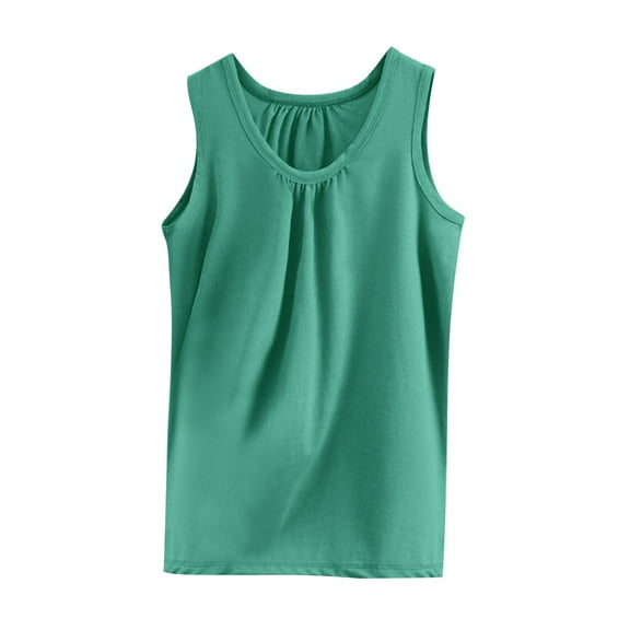GPOECD Women Solid Color Loose Sleeveless Camisole Casual Comfortable Homewear Layering Basic Tank Top Undershirt Z7152-Dark Green，XXL