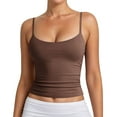 thumbnail image 1 of GPOECD Women Solid Color U Neck Thin Strap Stretchy Slim Fit Tank Top Casual Sleeveless Shirt for Outfits Z7313-Coffee,XXL, 1 of 6