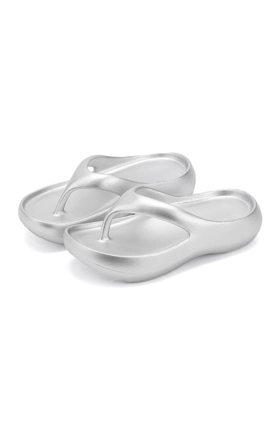 Women's Bathing Slippers Thicker Sole Toe Separator Flip Flops Cosy Indoor Slippers for Women Soft EVA Material Lightweight for Home and Bathroom Use Z10301-Silver,7