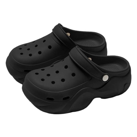 GPOECD Women's Comfortable On Clogs Lightweight Soft Sole Thick Platform Sandals Breathable Casual Walking Shoes Unisex Design Black,37-38