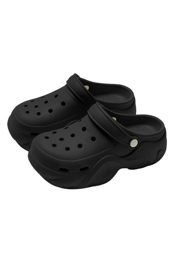 Women's Comfortable On Clogs Lightweight Soft Sole Thick Platform Sandals Breathable Casual Walking Shoes Unisex Design Black,37-38
