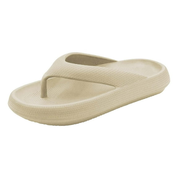GPOECD Women's Flip Flop Sandals Non Soft Sole Summer Casual Outdoor Bathroom Slippers Comfortable Thick Soled Couples Wear Beige,10.5