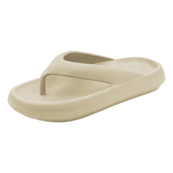 GPOECD Women's Flip Flop Sandals Non Soft Sole Summer Casual Outdoor Bathroom Slippers Comfortable Thick Soled Couples Wear Beige,8.5