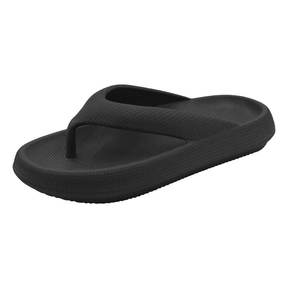 GPOECD Women's Flip Flop Sandals Non Soft Sole Summer Casual Outdoor Bathroom Slippers Comfortable Thick Soled Couples Wear Black,10.5