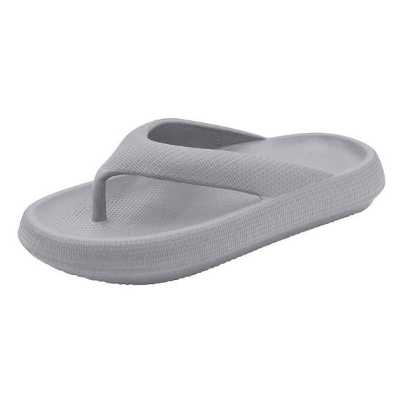 GPOECD Women's Flip Flop Sandals Non Soft Sole Summer Casual Outdoor Bathroom Slippers Comfortable Thick Soled Couples Wear Grey,6.5