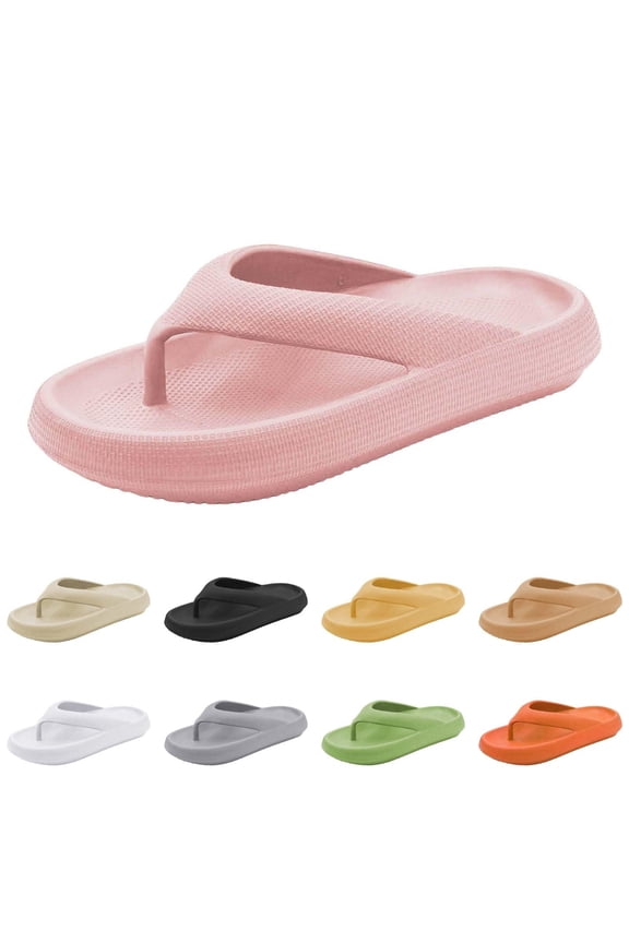 Women's Flip Flop Sandals Non Soft Sole Summer Casual Outdoor Bathroom Slippers Comfortable Thick Soled Couples Wear 04_Pink,6.5
