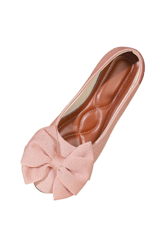Women's Loafers Foreign Trade Large Size Bow Low Heel Shallow Mouth Casual Shoes Breathable Boat Style for Women Womens Casual Shoes Pink,41