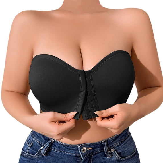 GPOECD Women's Plus Size Full Coverage Strapless Bra Multiway Convertible Underwire Support Comfortable Everyday Wear Black,XL