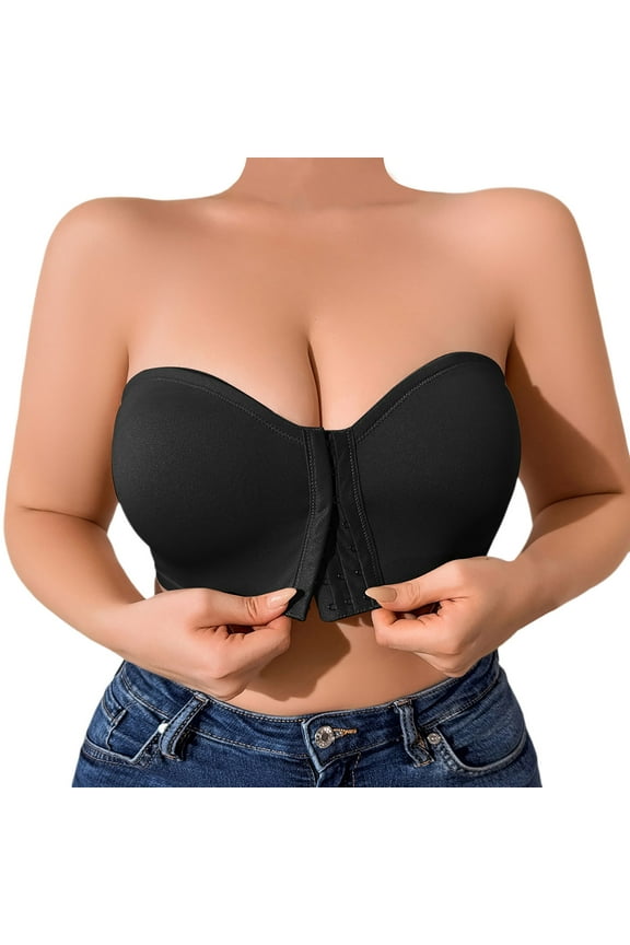 Women's Plus Size Full Coverage Strapless Bra Multiway Convertible Underwire Support Comfortable Everyday Wear Black,XXXXL