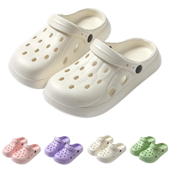 GPOECD Women's Slippers Comfortable Home Slippers with Sole and Breathable Open Toe Design for Indoor Use Beach Sandals for Woman White,7.5