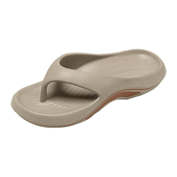 GPOECD Women's Summer Slide Sandals Comfortable Thick Sole Flip Flops Outdoor Beach Travel Toe Post Slippers Casual Wear With Jeans Grey,8