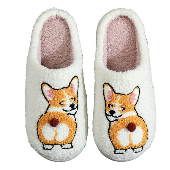 GPOECD Women's Warm Winter Slippers Non- Indoor Comfortable Padded DIY Design Cozy Home Shoes for Casual Wear White,10.5