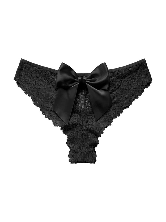 Womens Briefs Christmas Lace Elastic Mid Waist Mesh Breathable Triangle Panties Crotch Underwear Ladies Underwear Panties,Black,M