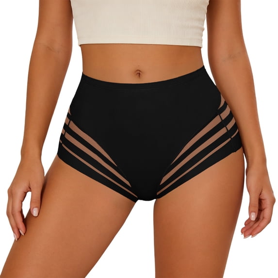GPOECD Womens Briefs Seamless High Waist Solid Triangle Breathable Comfortable Everyday Seamless Panties for Women,Black,XXL