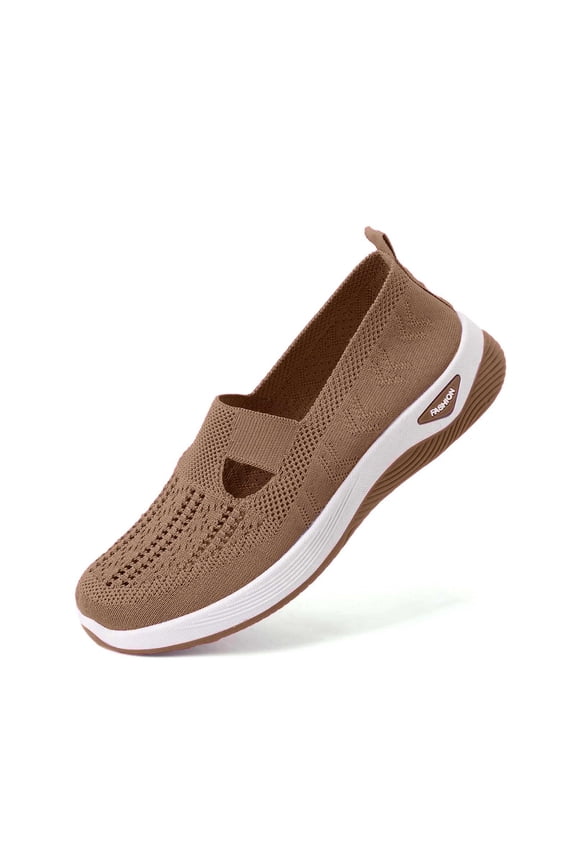 Womens Casual Sneakers Breathable Mesh on Flat Comfortable Walking Style for Daily Wear with Jeans All Season Round Toe Women's Running Shoes Coffee,35